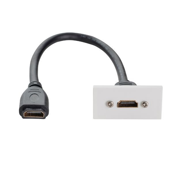 connektgear 0.3m AV Snap-In HDMI Module 25 x 50mm - Socket to Socket - White 20-0006