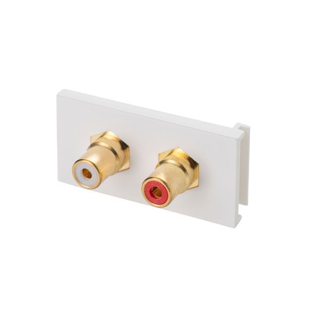 connektgear AV Snap-In 2 x RCA/Phono Module 25 x 50mm - Socket to Socket - White 20-0012