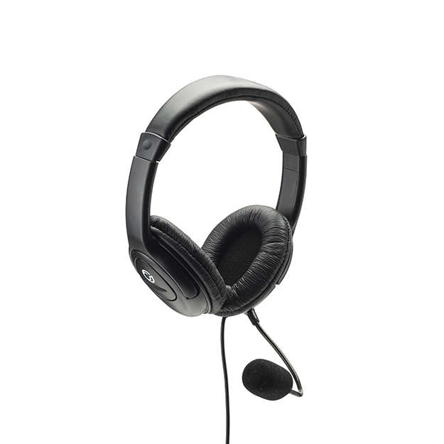 connektgear HP512 Stereo PC Headset with Boom Mic and Volume Control - Black 24-1512