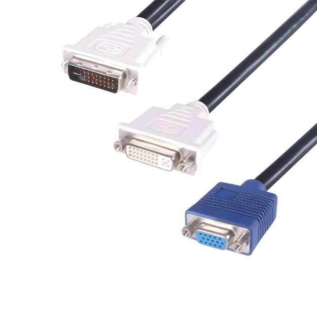 connektgear DVI to VGA Monitor Splitter Cable - DVI-I Male to DVI-D and VGA Females 26-1511