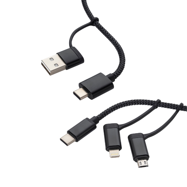 connektgear 1m 3 in 1 Charge and Sync Cable Type C/A to Type C/B Micro/8 pin iOS - Male to Male 26-2996