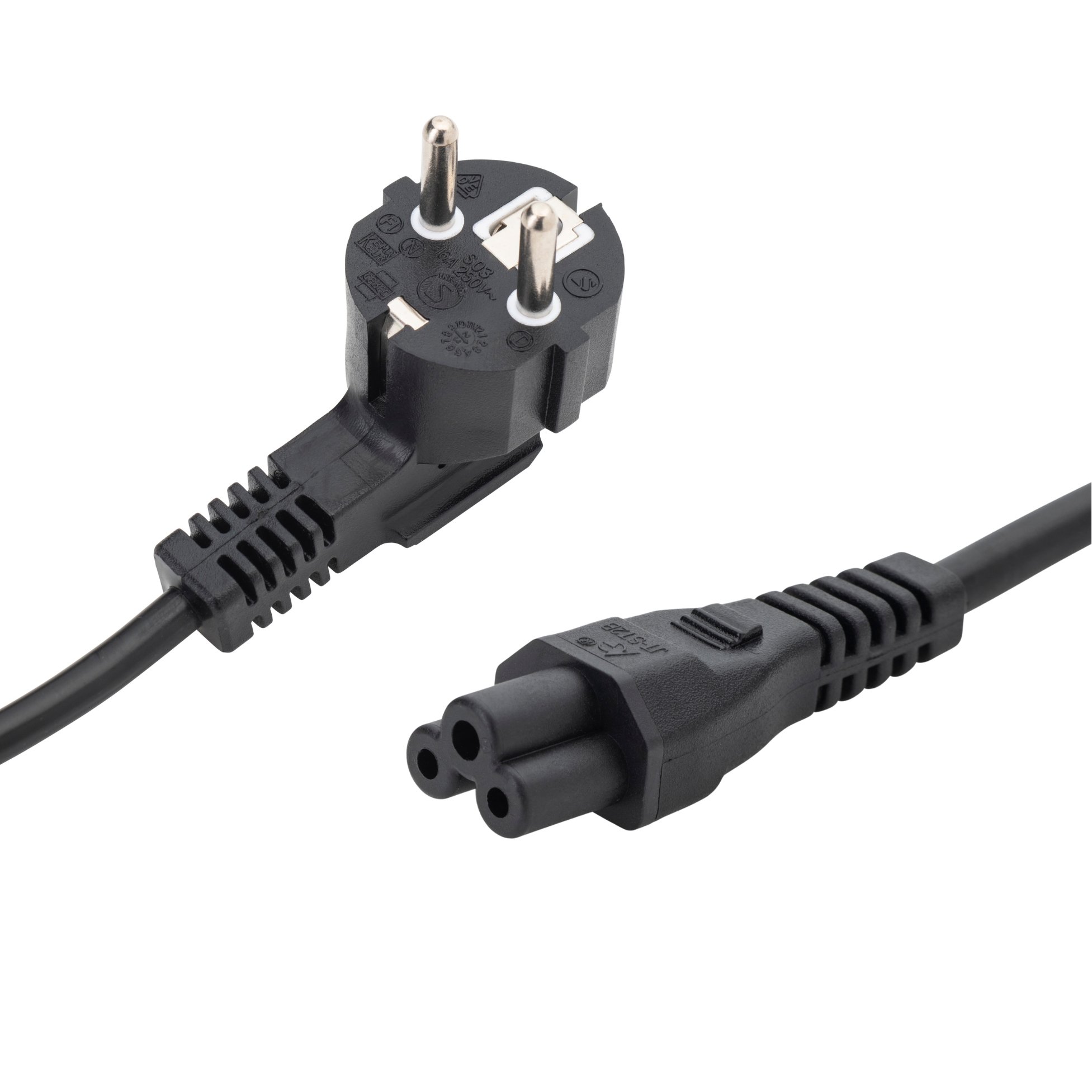 connektgear 2m European Mains Power Cable - Schuko Plug to C5 (Cloverleaf) Socket 27-0008
