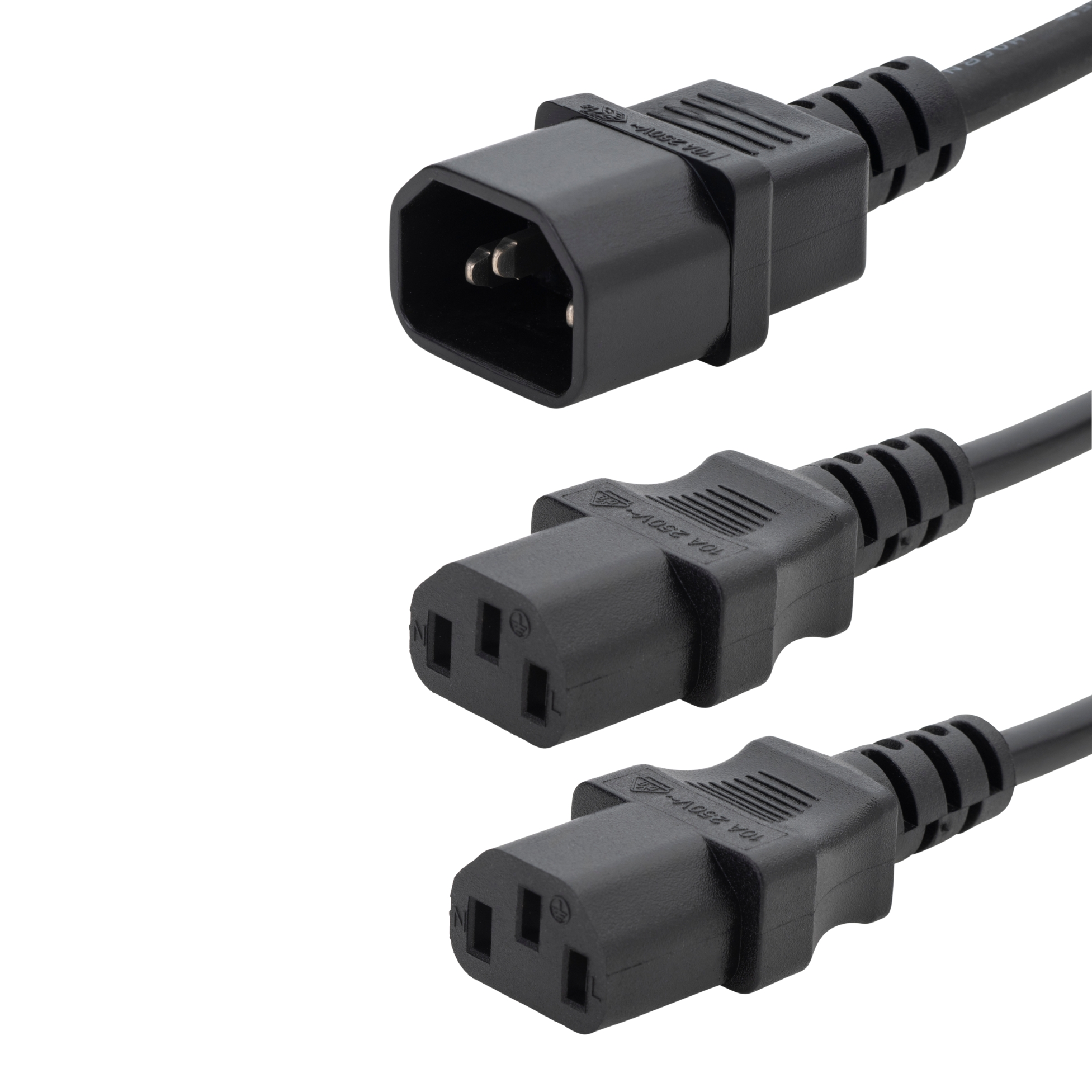 connektgear 2.5m Mains Power Splitter Cable C14 Plug to 2 x C13 Sockets 27-0015