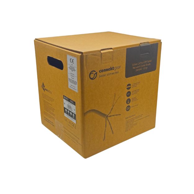 connektgear 305m Solid CAT5e UTP Network Cable Drum - 24AWG - Grey 28-0305SG