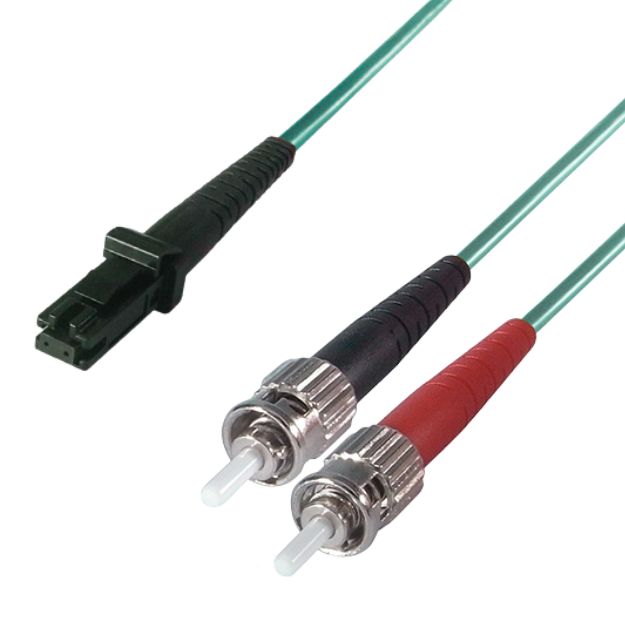 connektgear 10m Duplex Fibre Optic Multi-Mode Cable OM3 50/125 Micron MT to ST Aqua 35-0100MTST