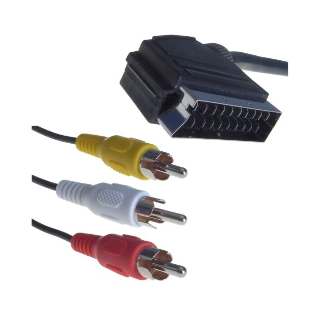 connektgear 2m SCART to 3 x RCA/Phono Cable Male to Male + Coaxial COAUD0902